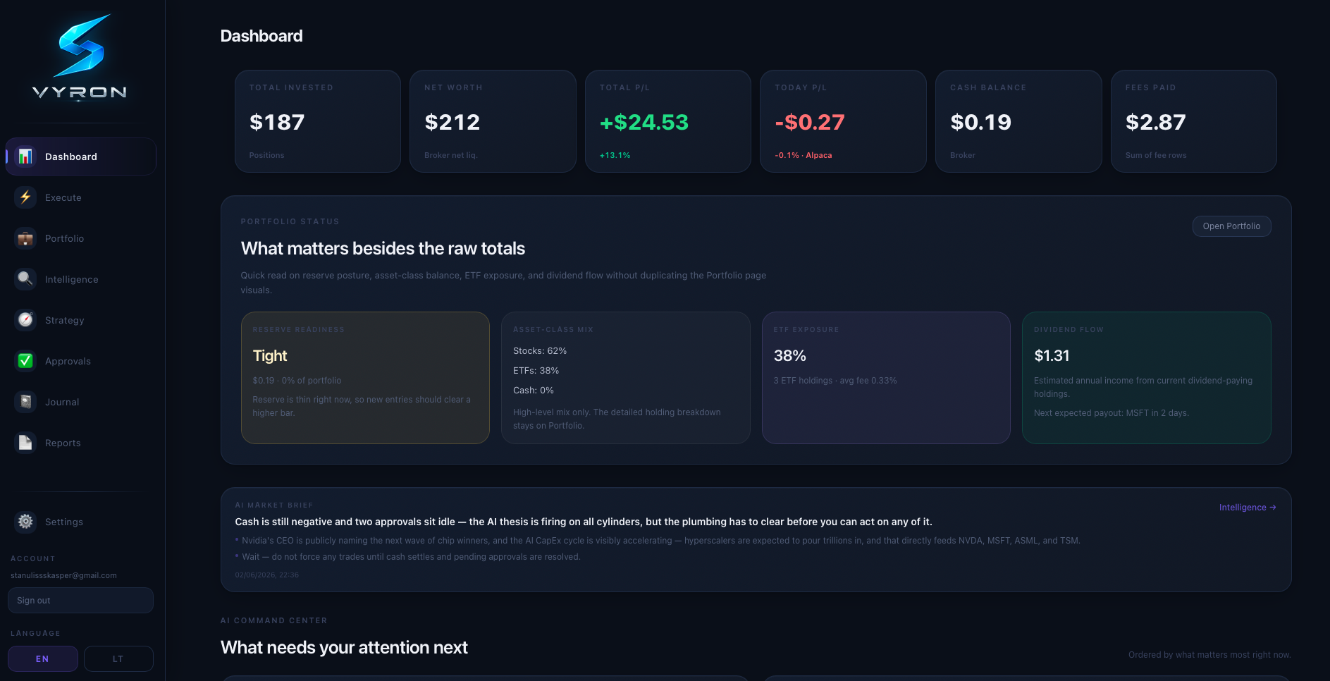Vyron — autonomous investment system